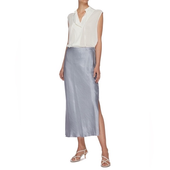 Vince Side Slit Metallic Slip Skirt‎